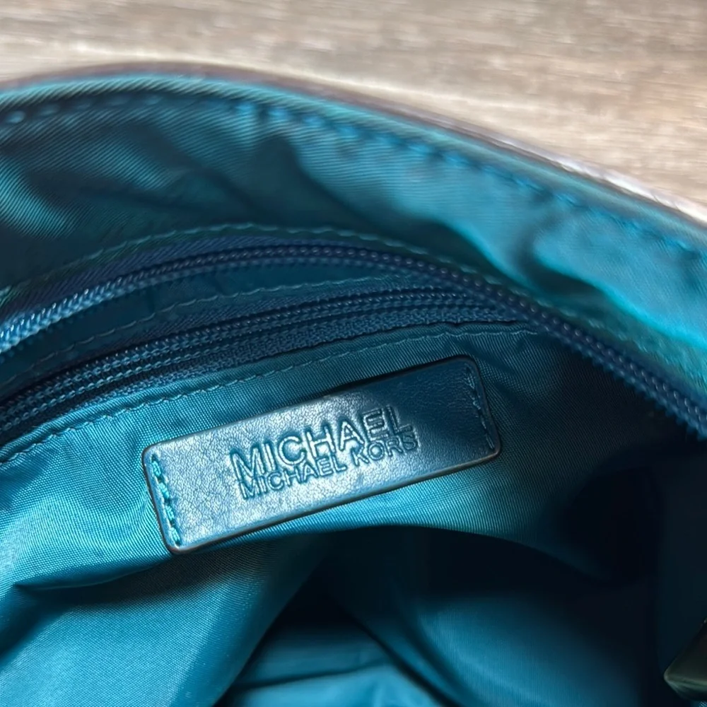 Michael Kors Teal Crossbody Bag with Gold Accents
